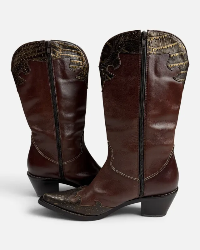 Botas tejana marron combinada