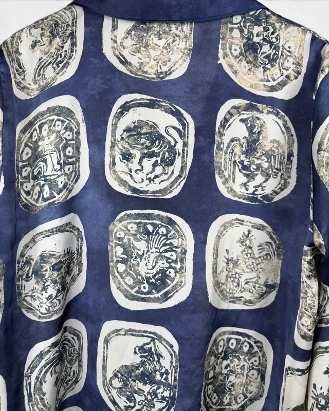Camisa azul estampado zara