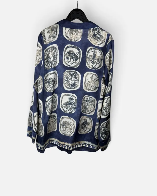 Camisa azul estampado zara