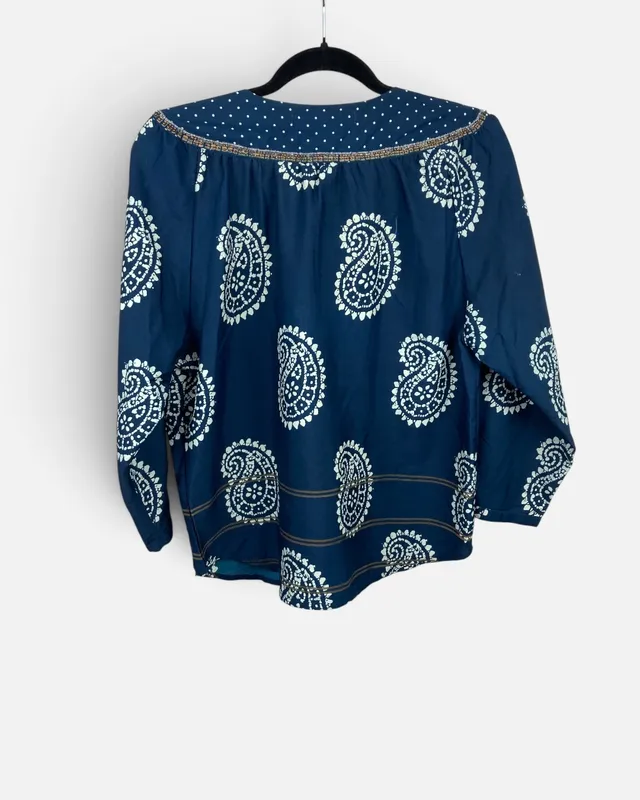 Blusa azul c/mostacillas rapsodia