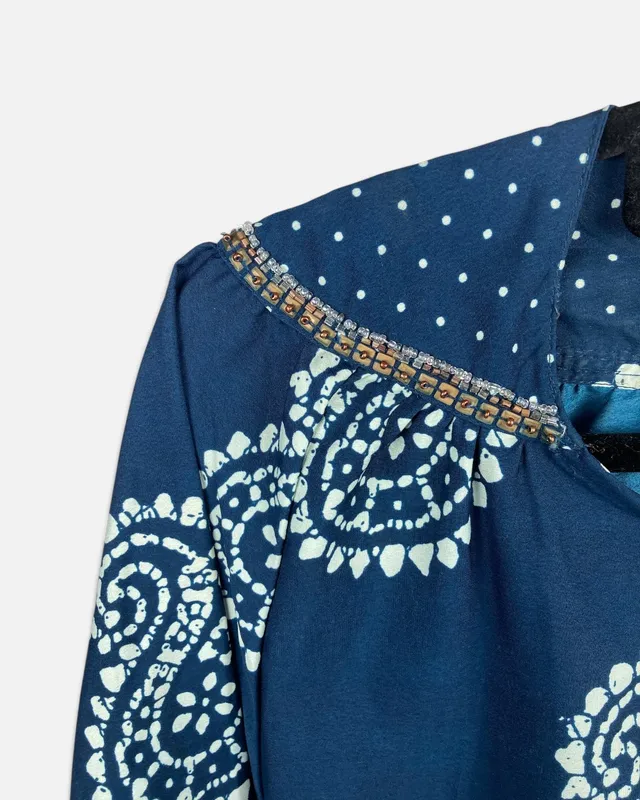 Blusa azul c/mostacillas rapsodia