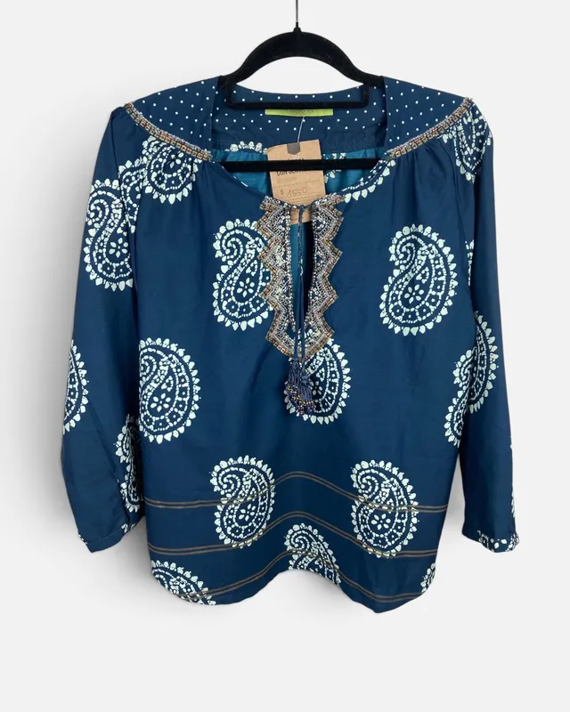 Blusa azul c/mostacillas rapsodia