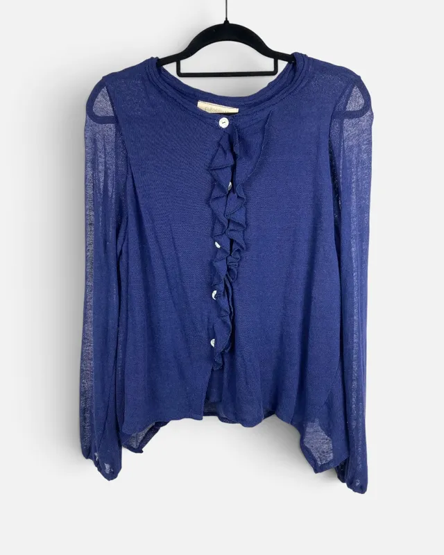 Saco azul c/volado puro punto