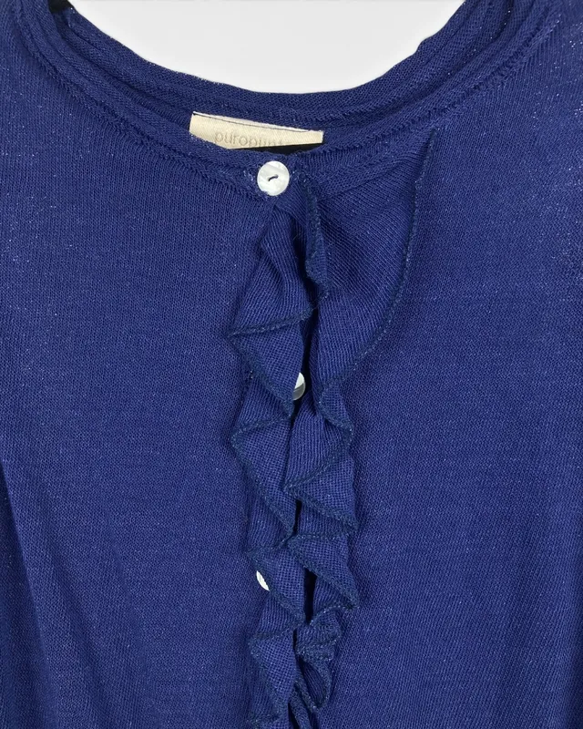 Saco azul c/volado puro punto