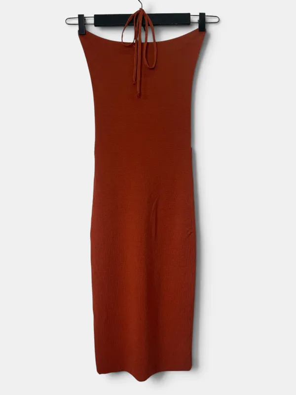 Vestido tejido escote fruncido indian