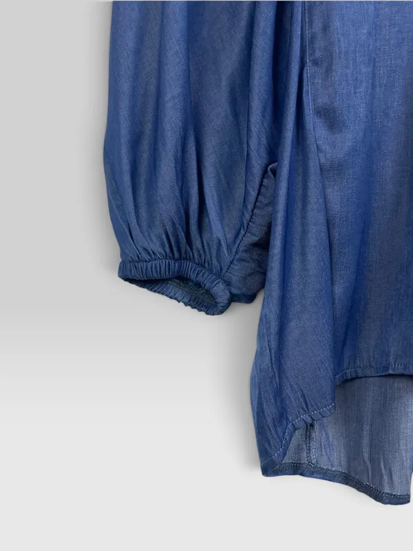 Blusa en jean camisero manga abullonada margo baridon