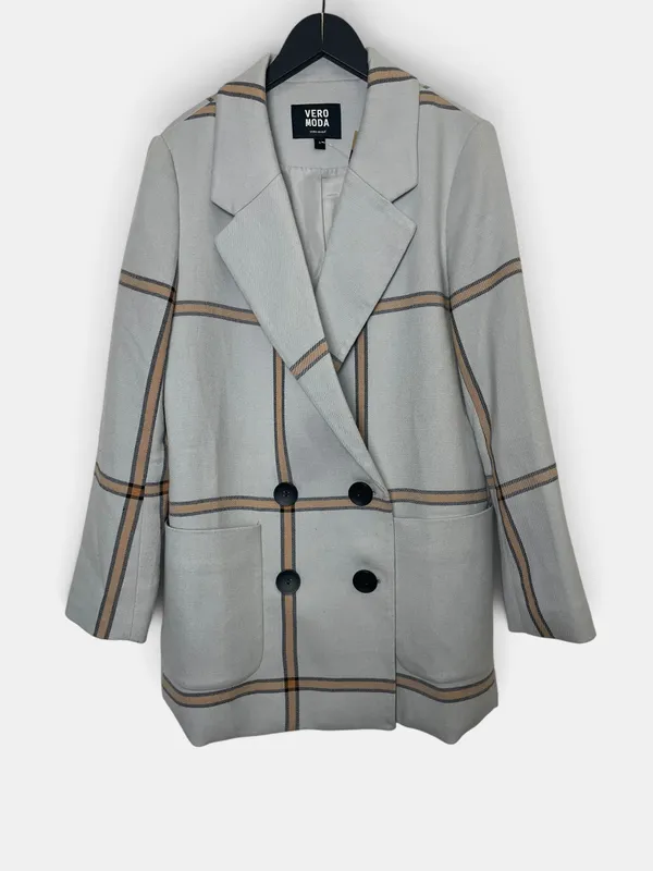 Tapado cuadros doble boton vero moda