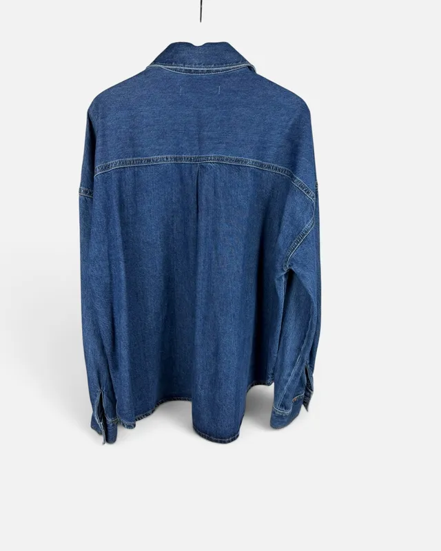 Camisa jean con brillo zara