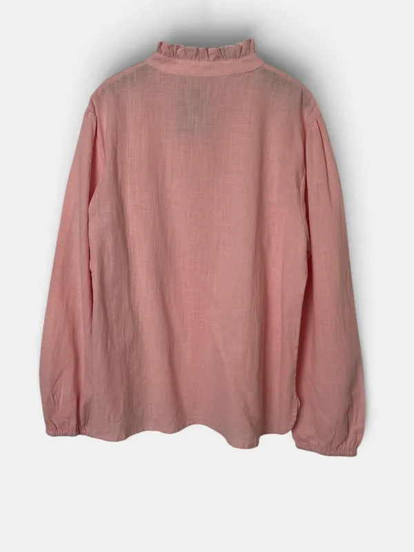 Blusa manga larga volados y puntilla batt