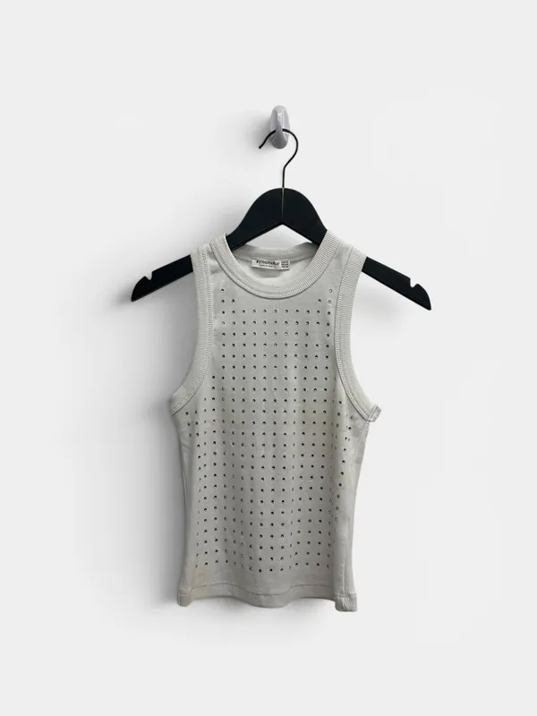 Musculosa blanca con stras stradivarius