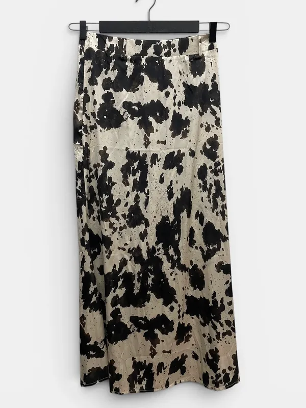 Falda larga estampada seda