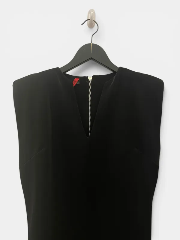 Vestido corto v hombreras cierre imperial