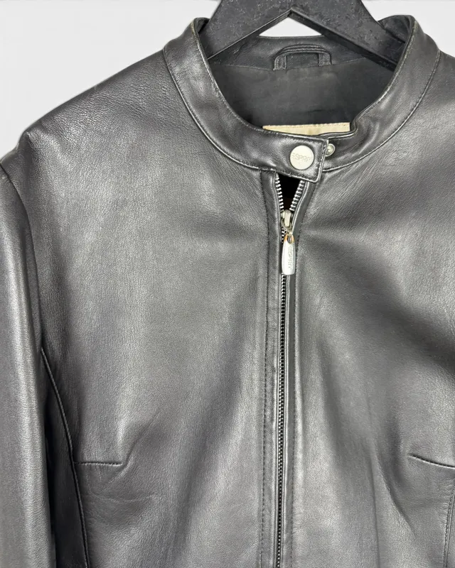 Campera cuero negro esprit