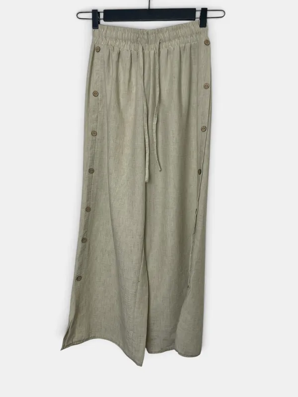 Pantalon liviano botones wide leg