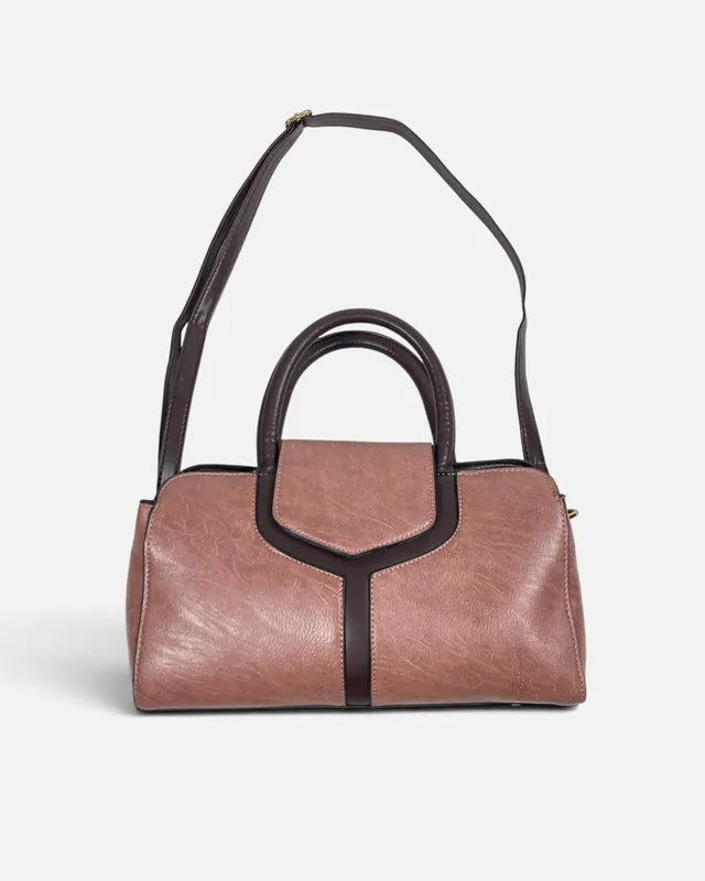 Cartera combinada rosa viejo y marron