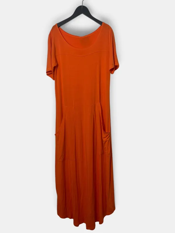 Vestido largo naranja sin marca