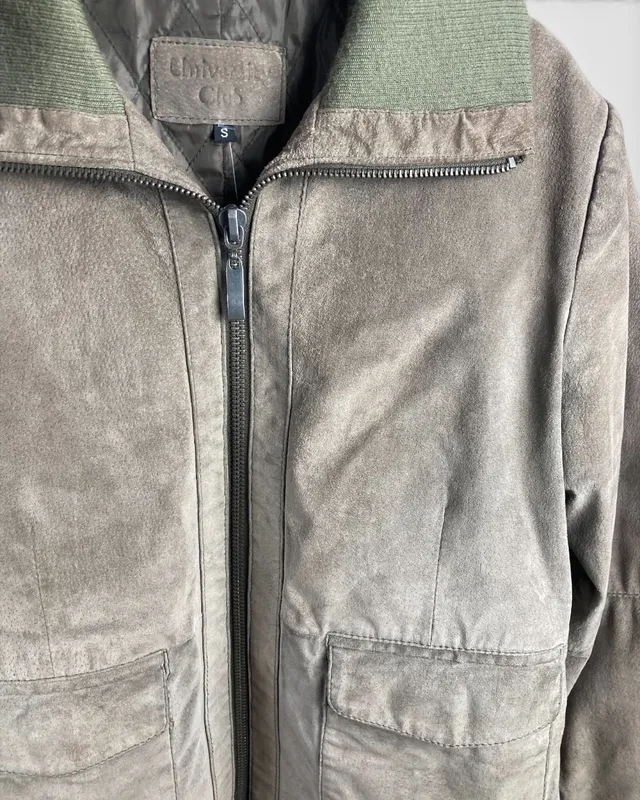 Campera cuero gris university club