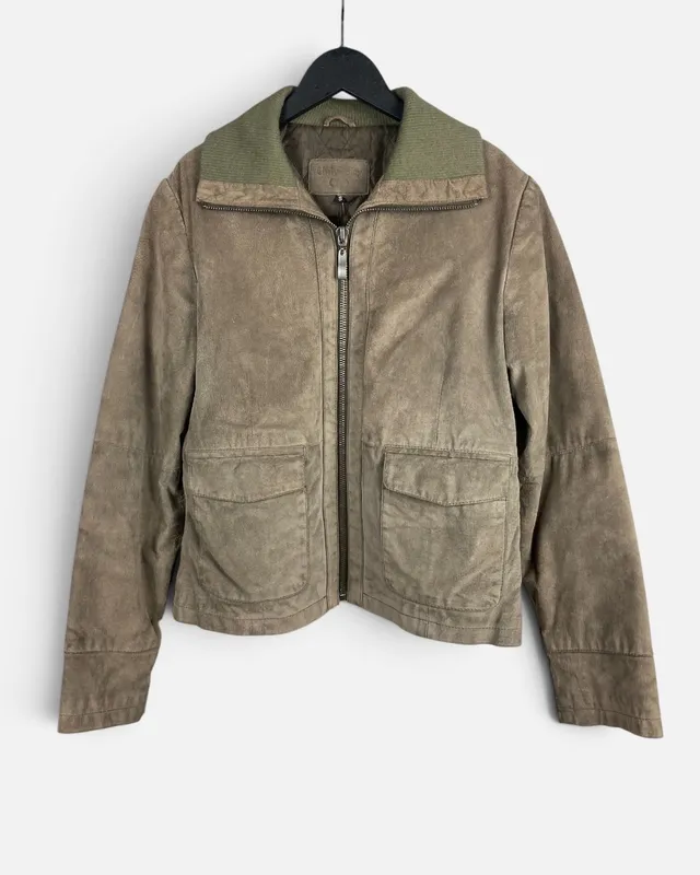 Campera cuero gris university club