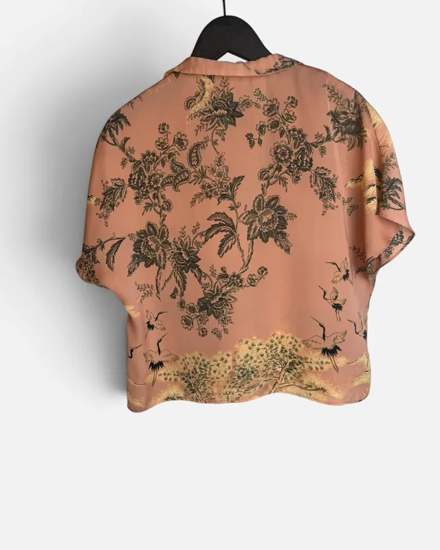 Camisa salmon estampada zara