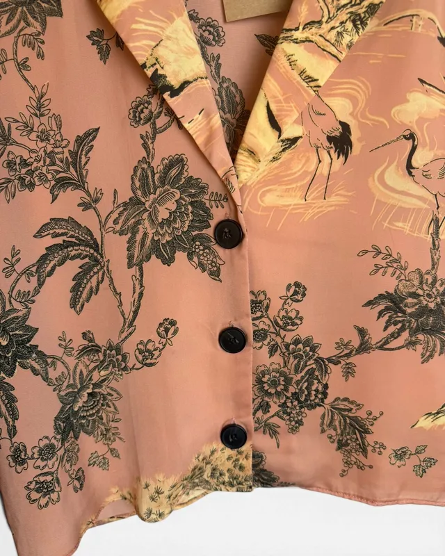 Camisa salmon estampada zara