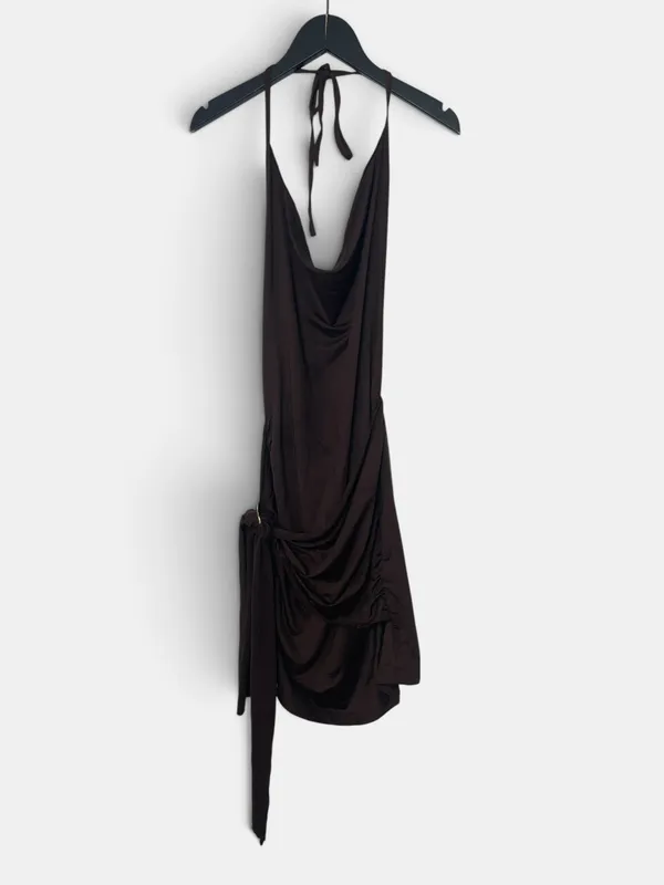 Vestido fiesta corto chocolate