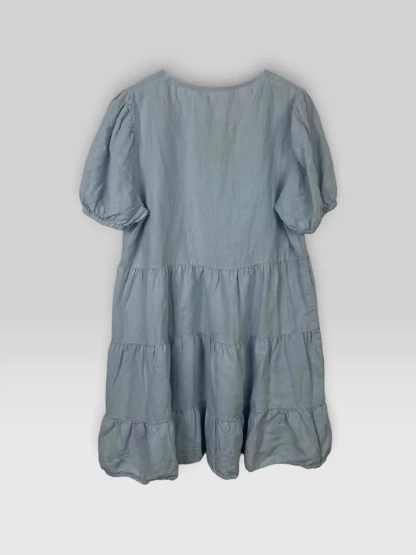 Vestido corto jean camisero acampanado zara