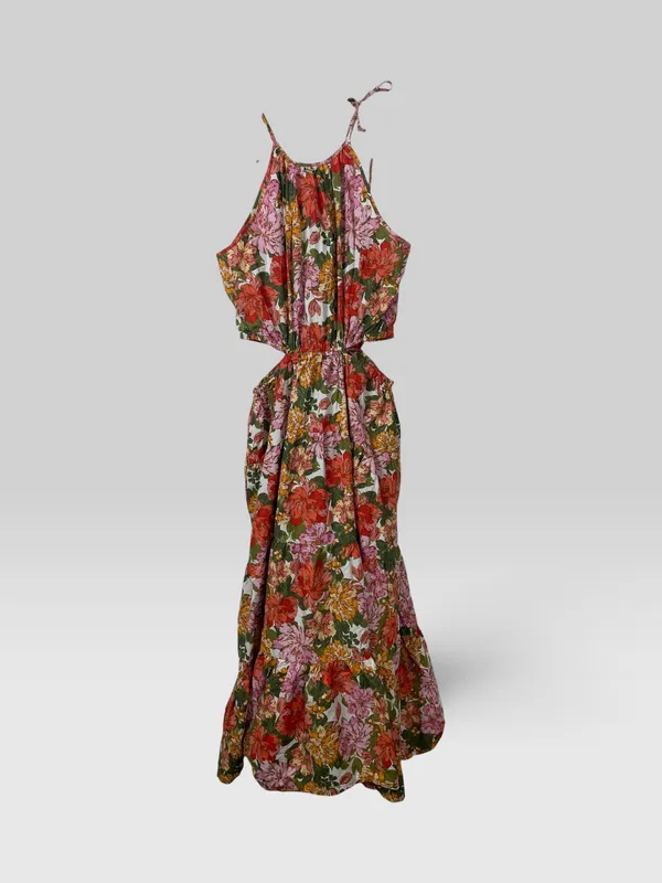 Vestido largo cut out estampado zingara