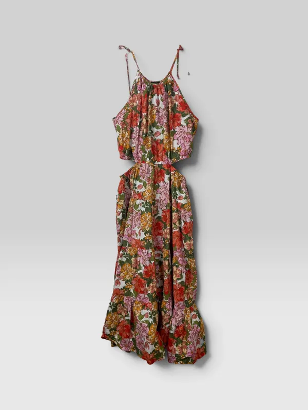 Vestido largo cut out estampado zingara