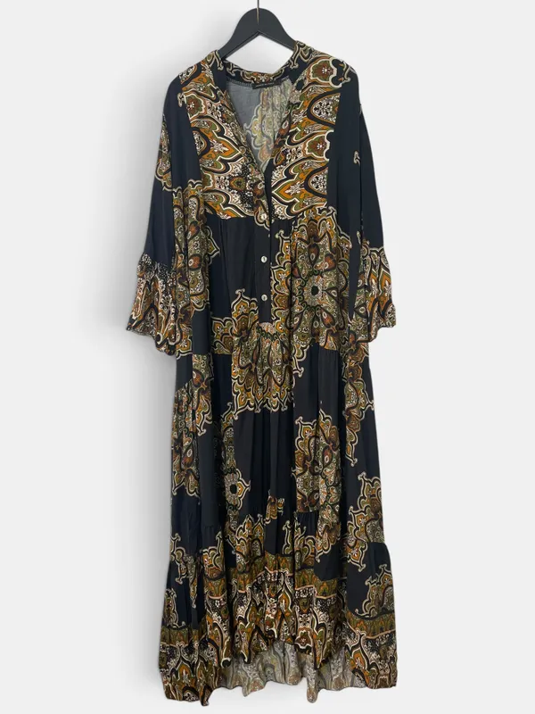 Vestido largo acampanado made in italy