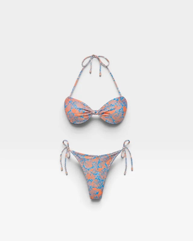 Bikini conjunto naranja turquesa