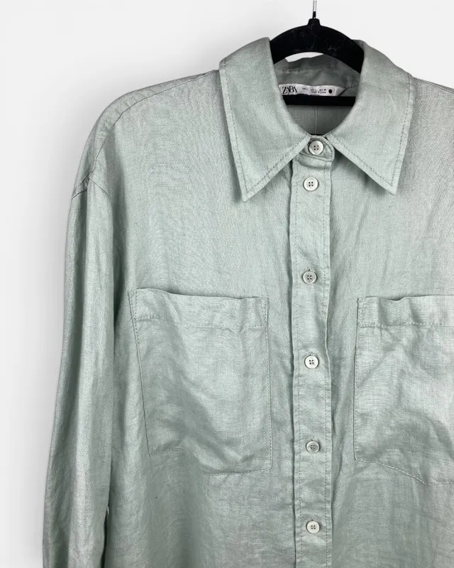 Camisa verde agua zara