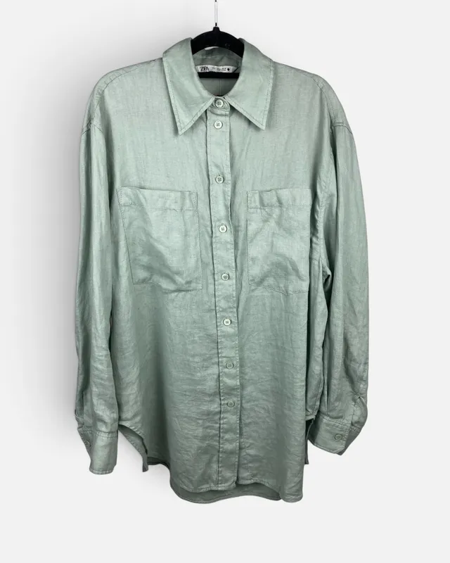 Camisa verde agua zara