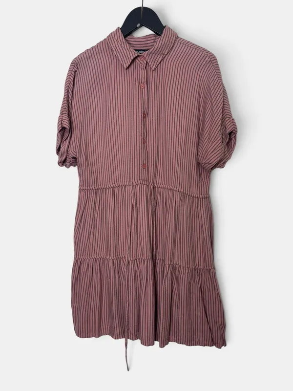 Vestido camisero acampanado corto rayas zudio