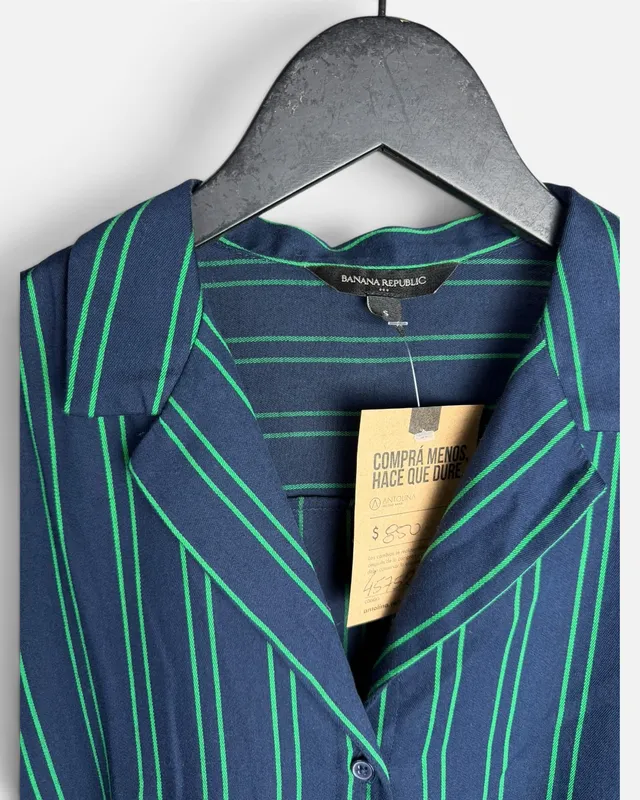 Camisa azul mc c/rayas banana republic