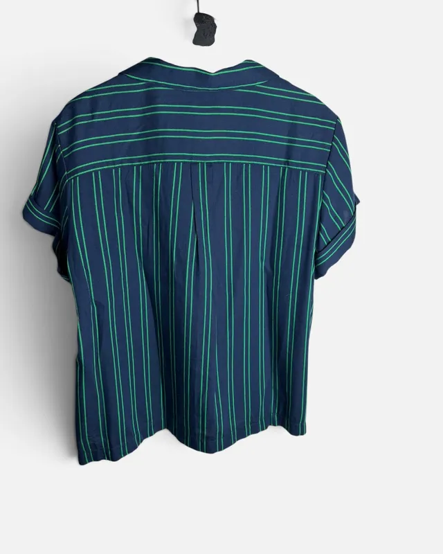 Camisa azul mc c/rayas banana republic