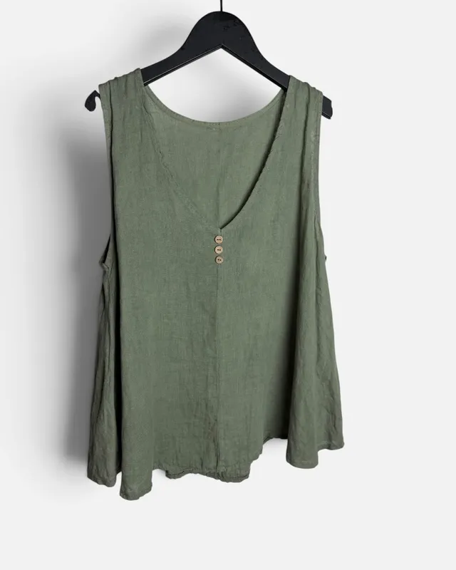 Blusa verde lino sin marca