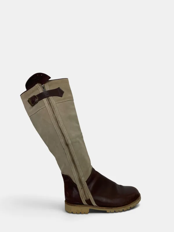Botas cuero combiandas altas sierre mora
