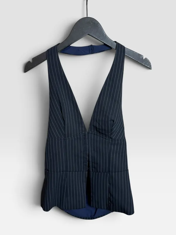 Top azul con rayas