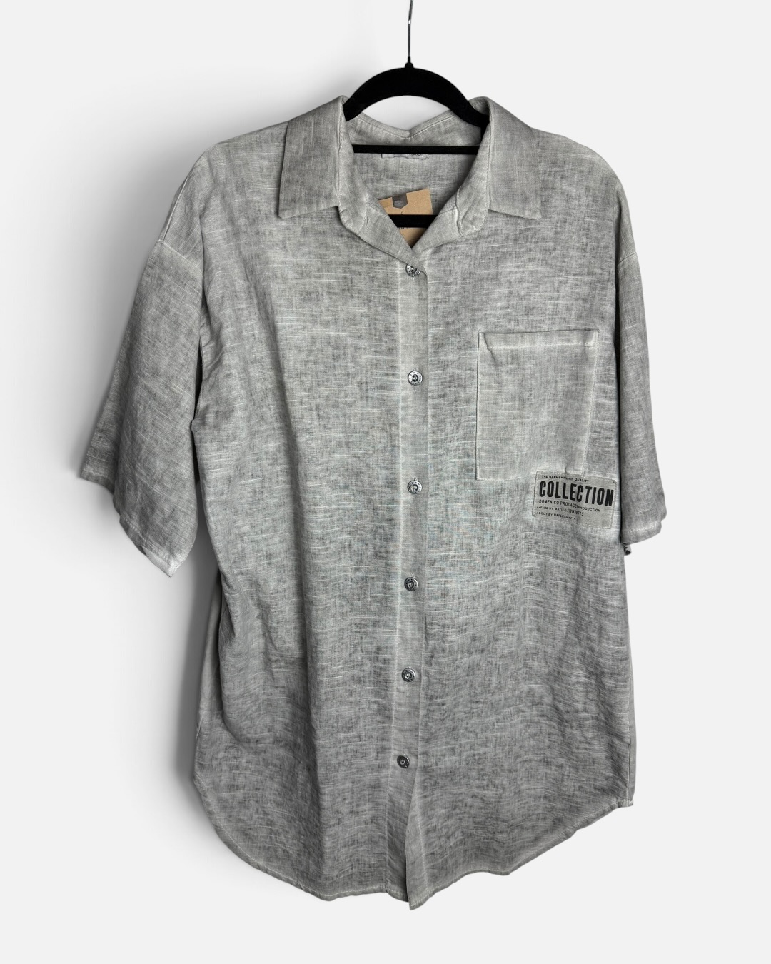 Camisa gris combinada made in italy