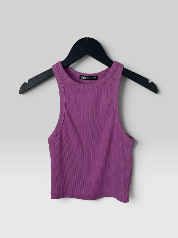 Musculosa rib algodon zara