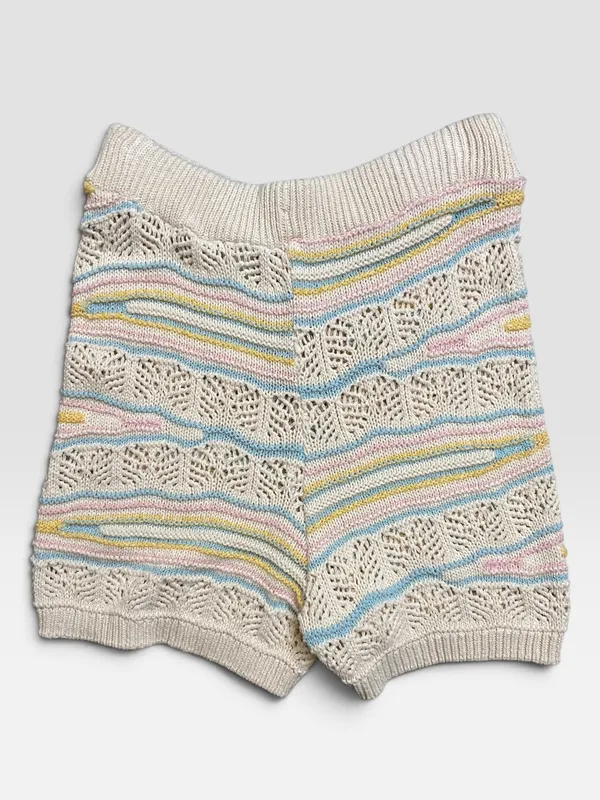 Short tejido blanco con hilos celeste rosa amarillo zara