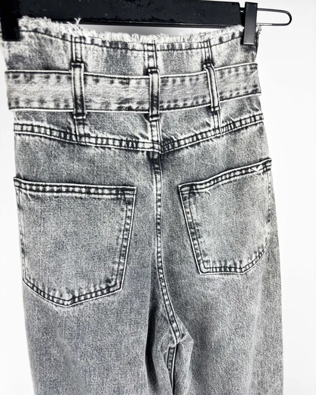 Jean gris gastado c/cinto rapsodia