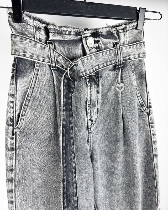 Jean gris gastado c/cinto rapsodia