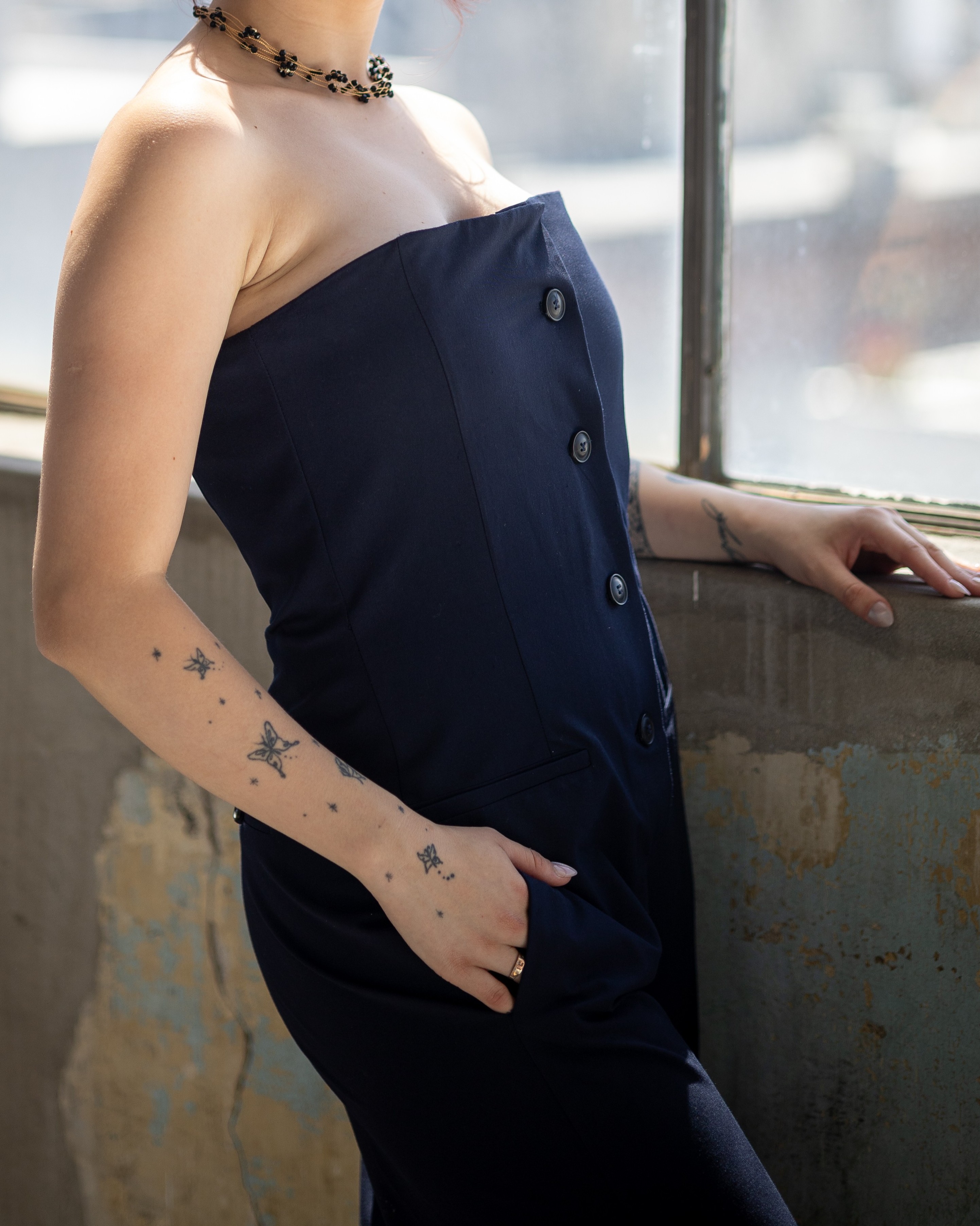 Mono azul largo zara