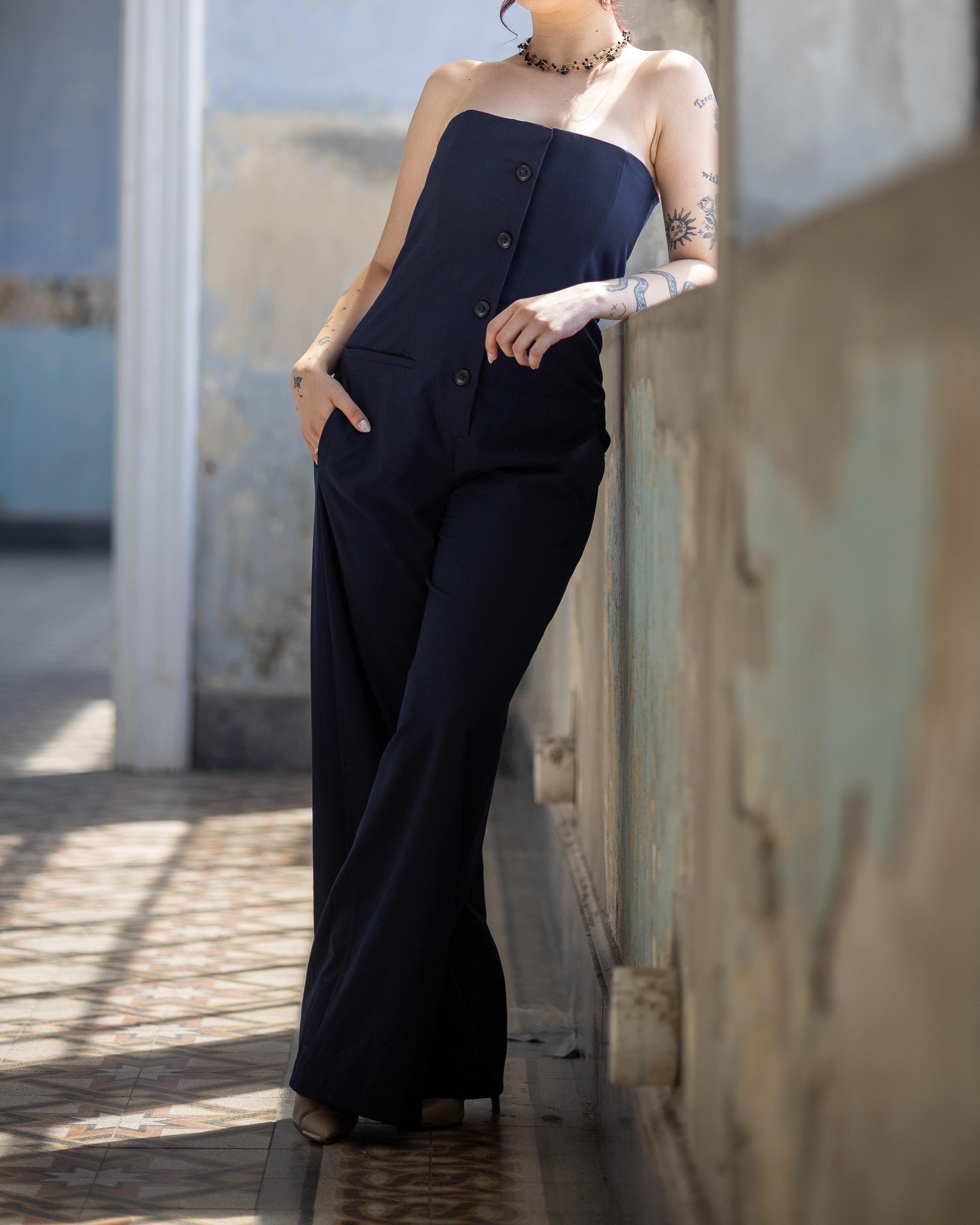 Mono azul largo zara