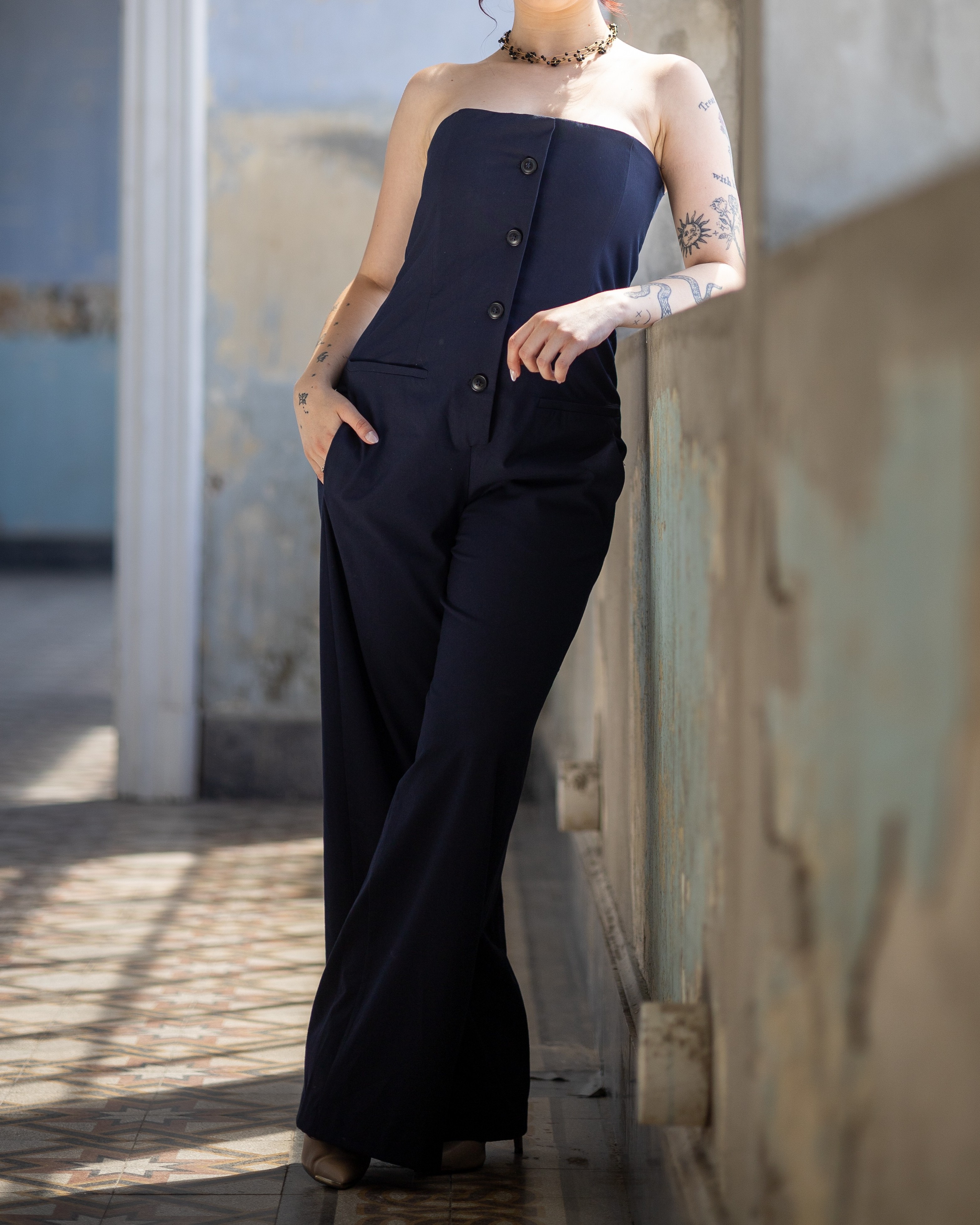 Mono azul largo zara