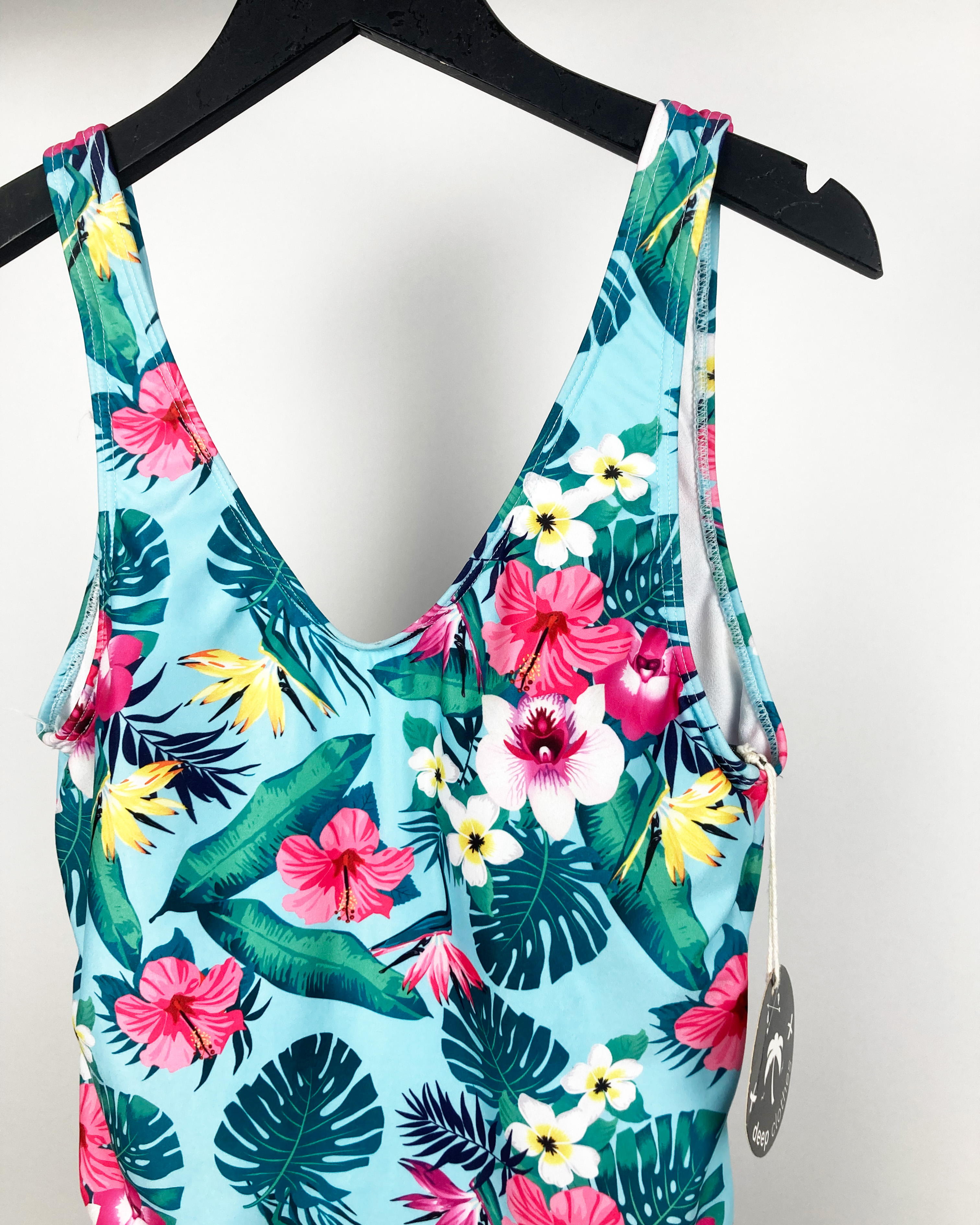 Malla entera verde agua con flores deep tp