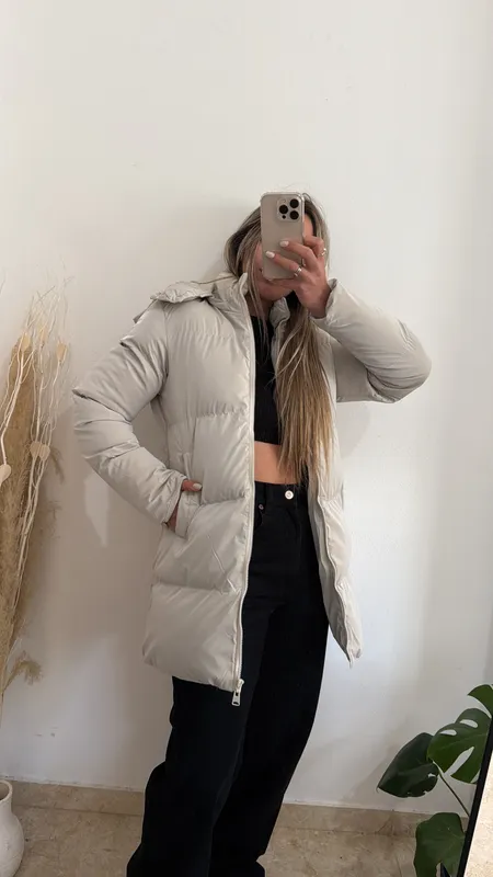 Campera puffer gris perlado talle s