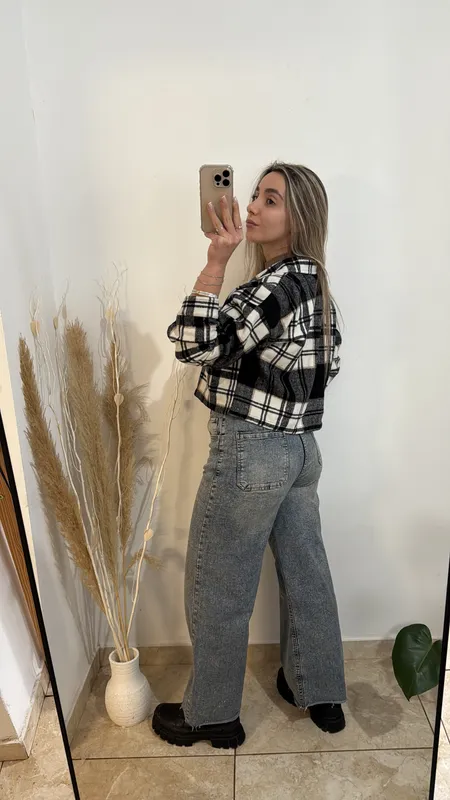 Chaqueta a cuadrille negra talle l