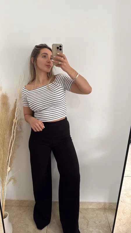 Palazo negro (tela brillosa) talle m